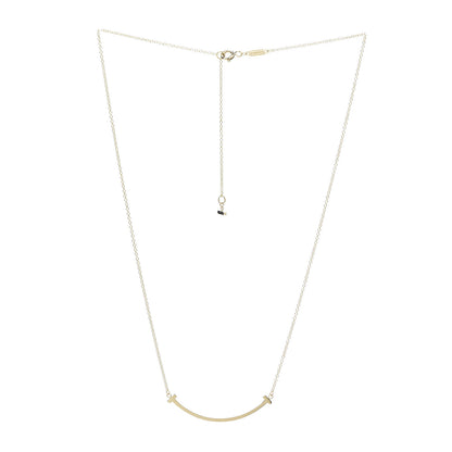 Tiffany 18K Yellow Gold Small T Smile Pendant Necklace 3 of 8