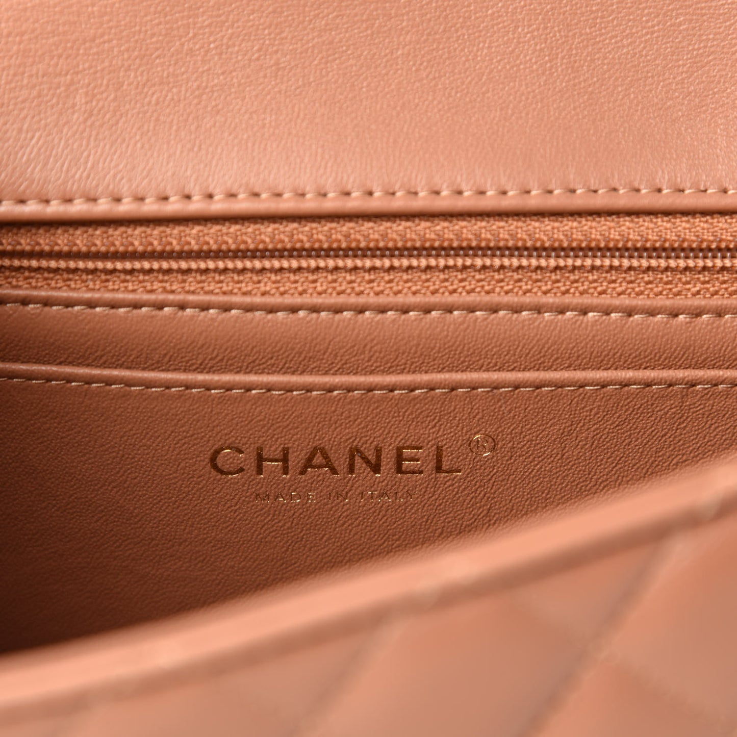 Lambskin Quilted Mini Rectangular Flap Brown