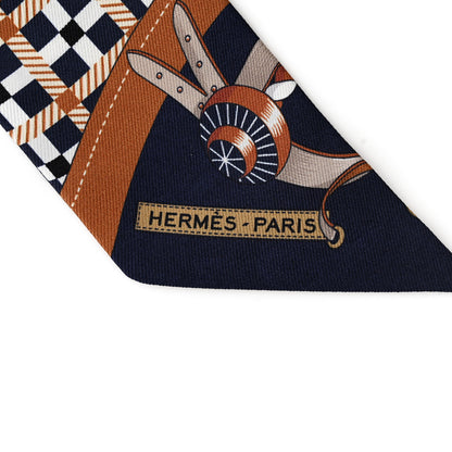 Hermes Silk Les Voitures Nouvelle Twilly Marine Caramel Black 2 of 3