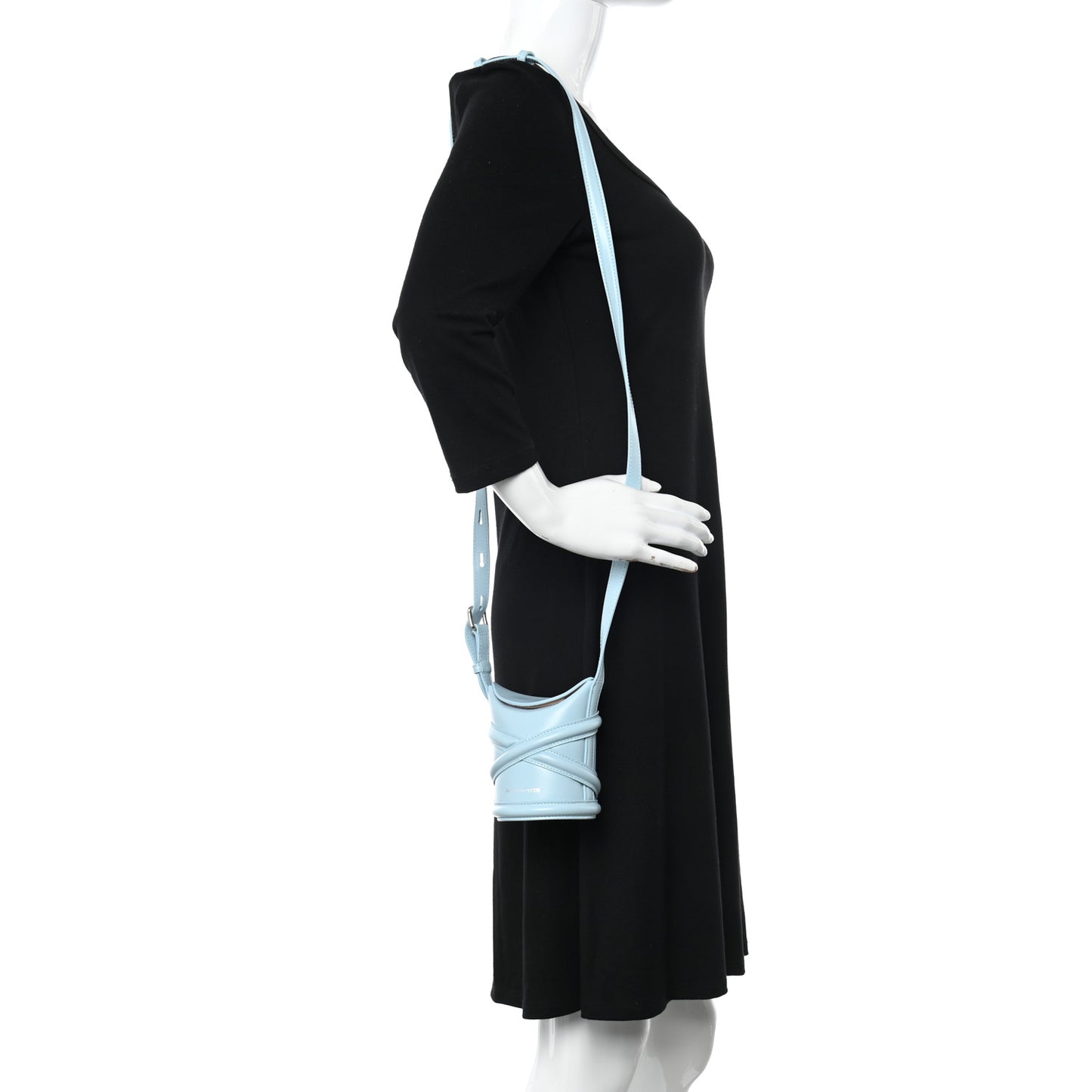 Calfskin Mini Curve Bucket Bag Pale Blue
