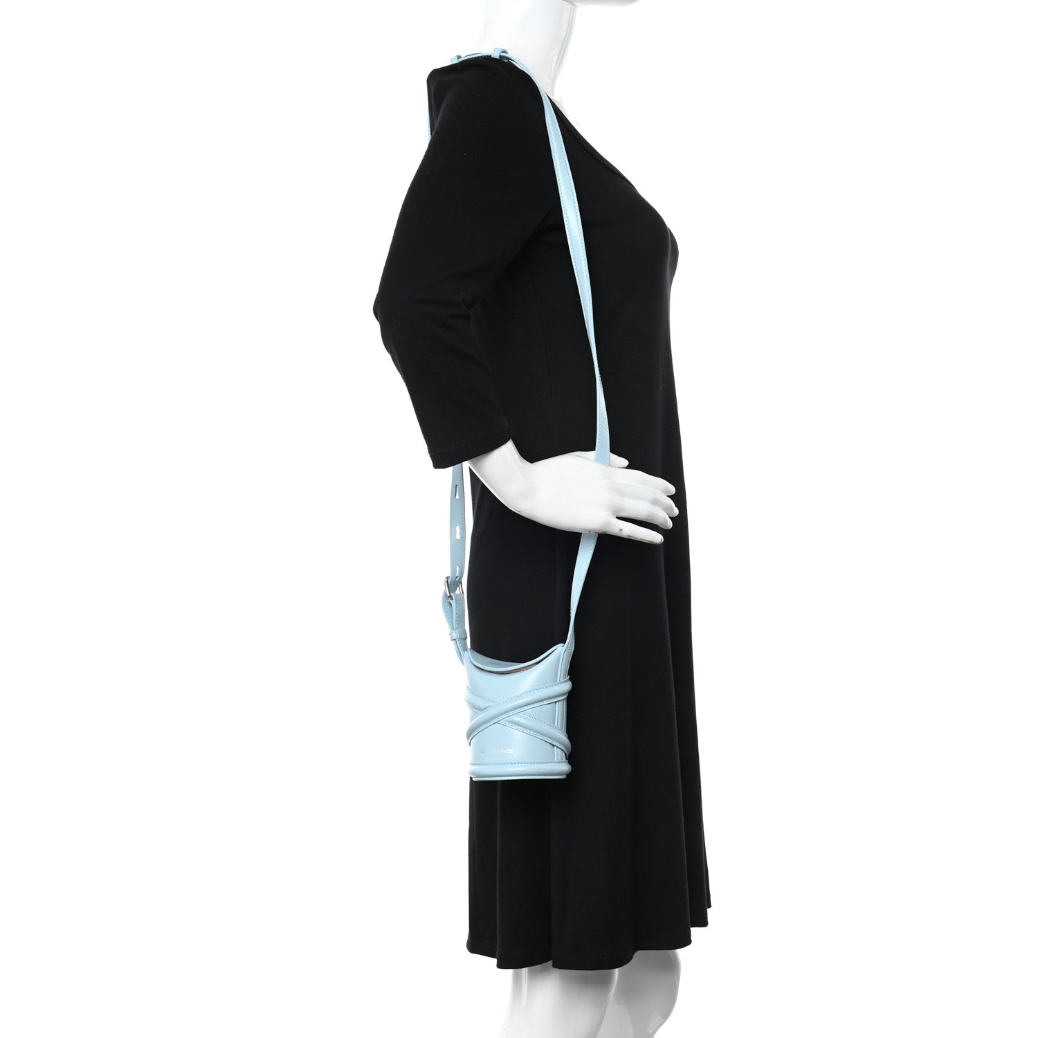Alexander McQueen Calfskin Mini Curve Bucket Bag Pale Blue 2 of 11