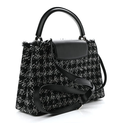 Louis Vuitton Tweed Calfskin Capucines MM Black White 2 of 9