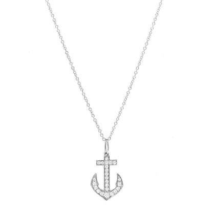 Tiffany Platinum Diamond Anchor Pendant Necklace 1 of 6