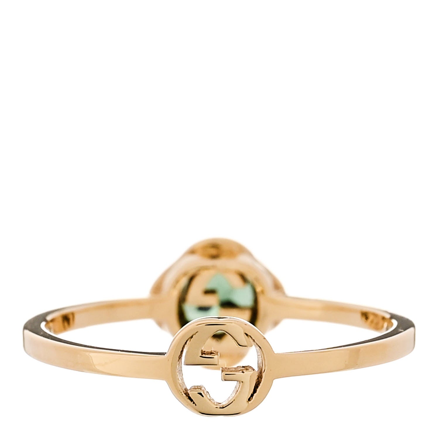 Gucci 18K Yellow Gold Green Tourmaline Interlocking G Ring 49 4.75 3 of 6