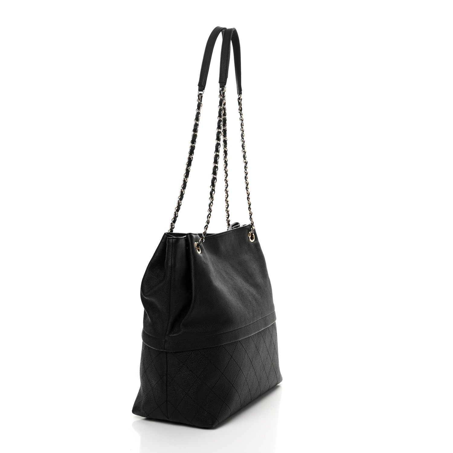 Chanel Crumpled Grained Calfskin Zip and Carry Shopping Tote Black 3 of 11