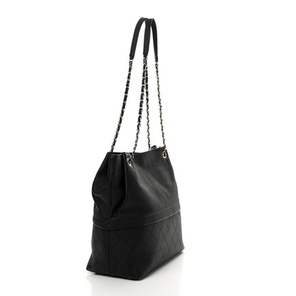 Chanel Crumpled Grained Calfskin Zip and Carry Shopping Tote Black 3 of 11
