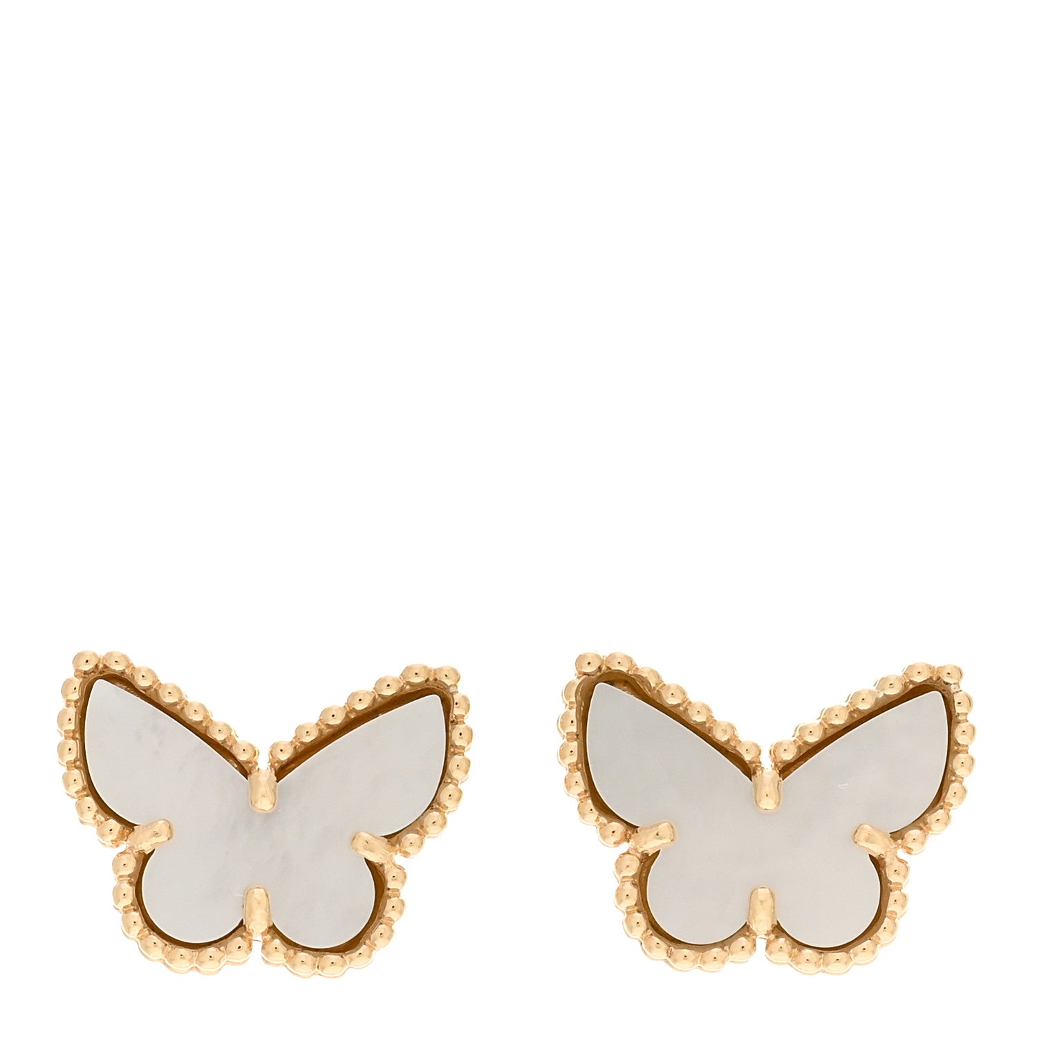 Van Cleef & Arpels 18K Yellow Gold Mother of Pearl Sweet Alhambra Butterfly Earrings 1 of 5