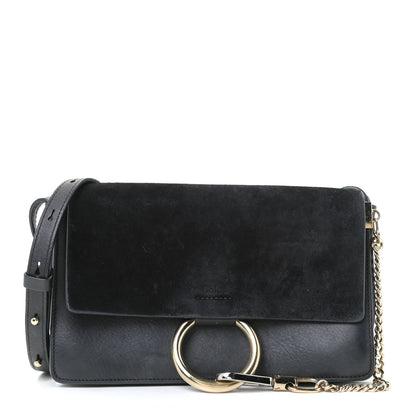 Chloe Suede Calfskin Small Faye Shoulder Bag Black 1 of 14