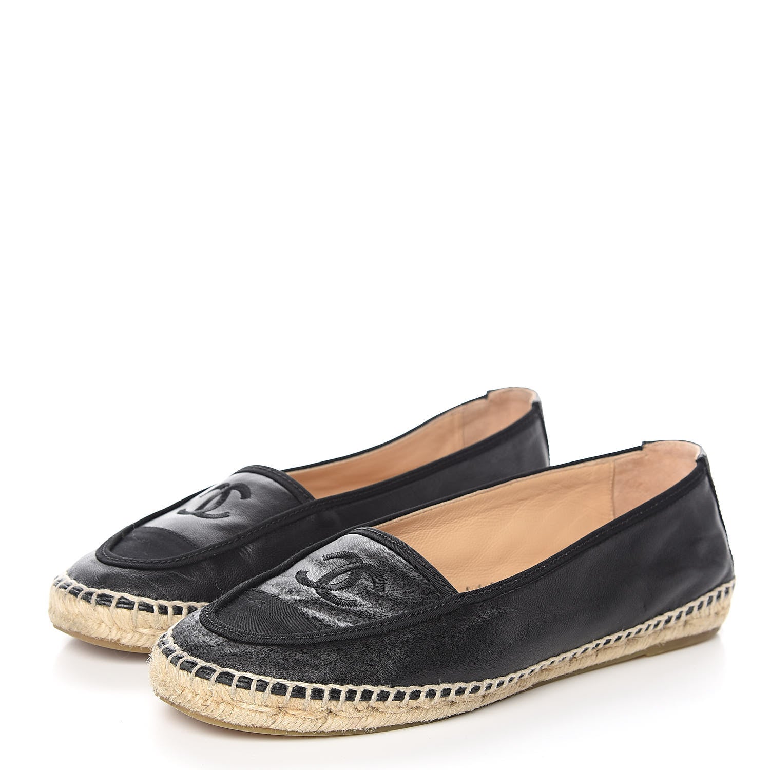 Chanel Lambskin Grosgrain CC Espadrilles 38 Black 3 of 9