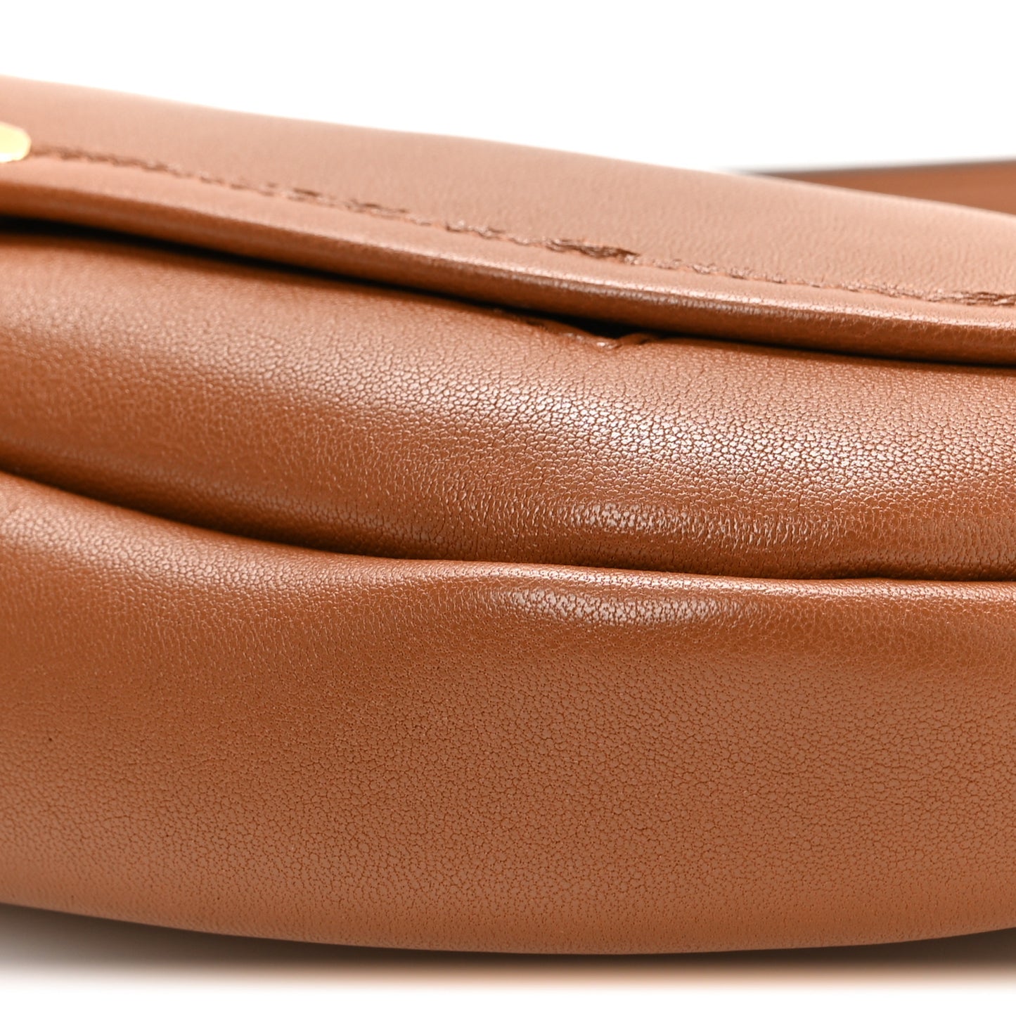 Shiny Lambskin Soft Triomphe Little Half Moon Bag Soft Tan