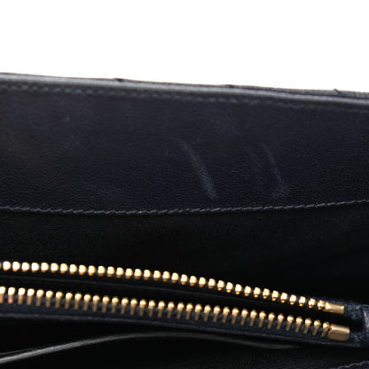 Saint Laurent Lambskin Matelasse Chevron Monogram Medium College Bag Deep Marine 14 of 16