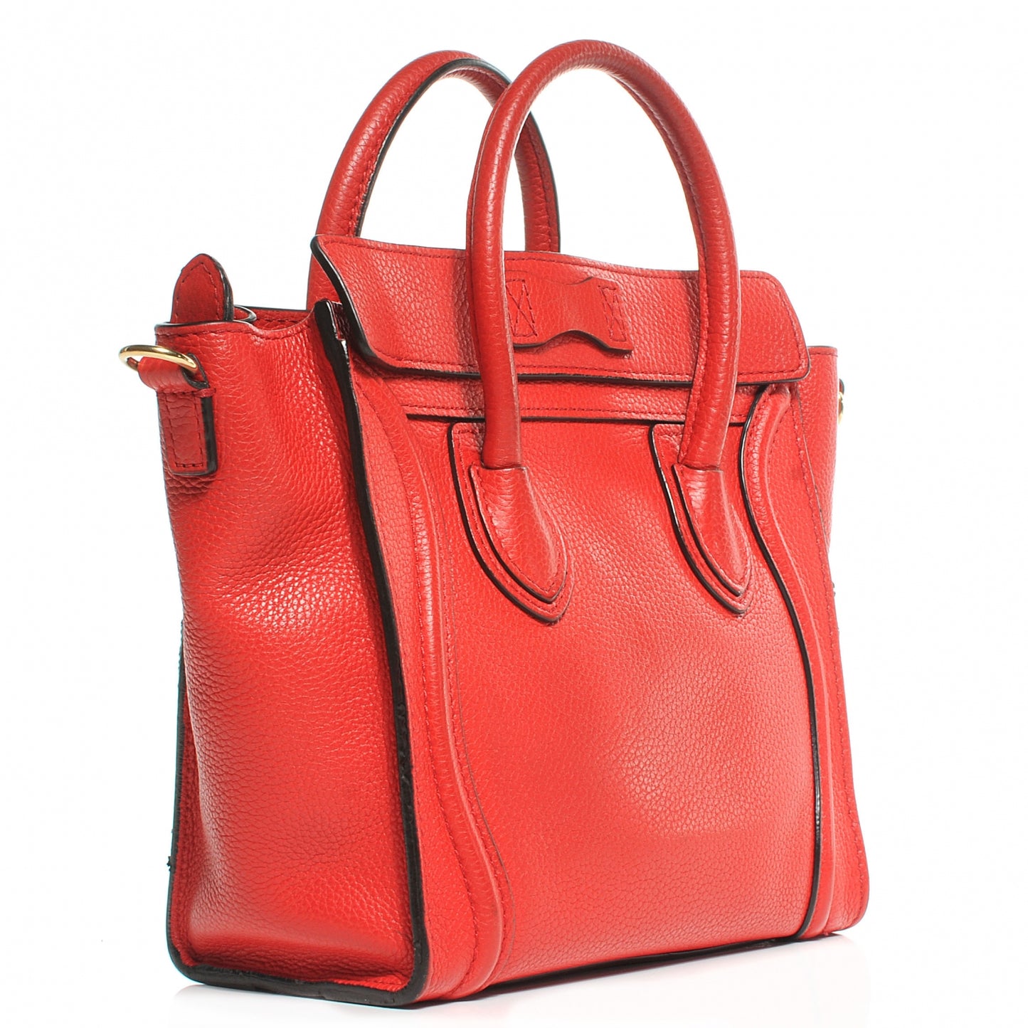 Drummed Leather Nano Luggage Coquelicot