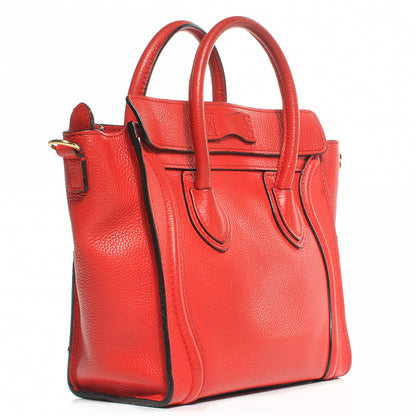 Celine Drummed Leather Nano Luggage Coquelicot 4 of 12