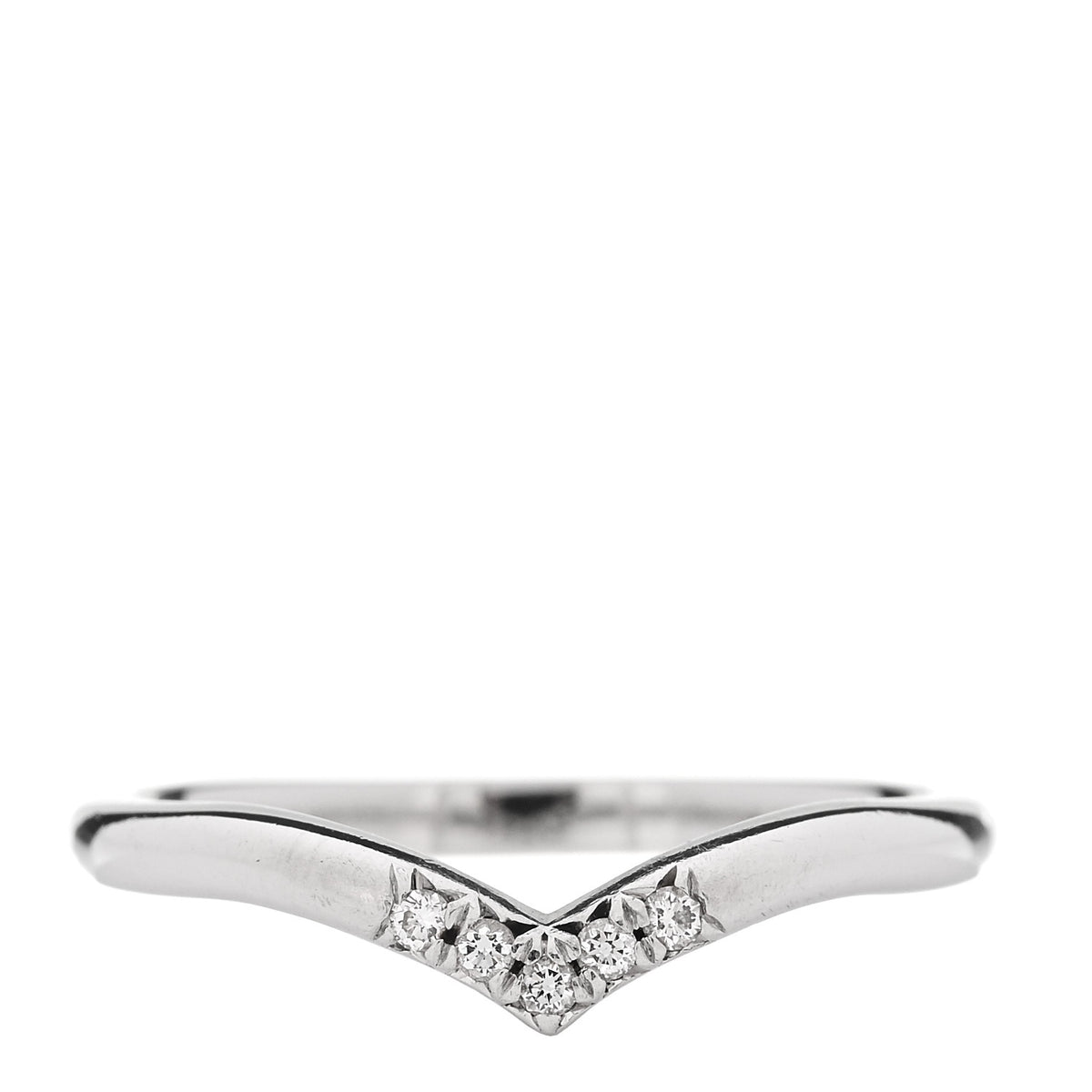 Tiffany Platinum Diamond .03ctw V Band Ring 52 6 1 of 4