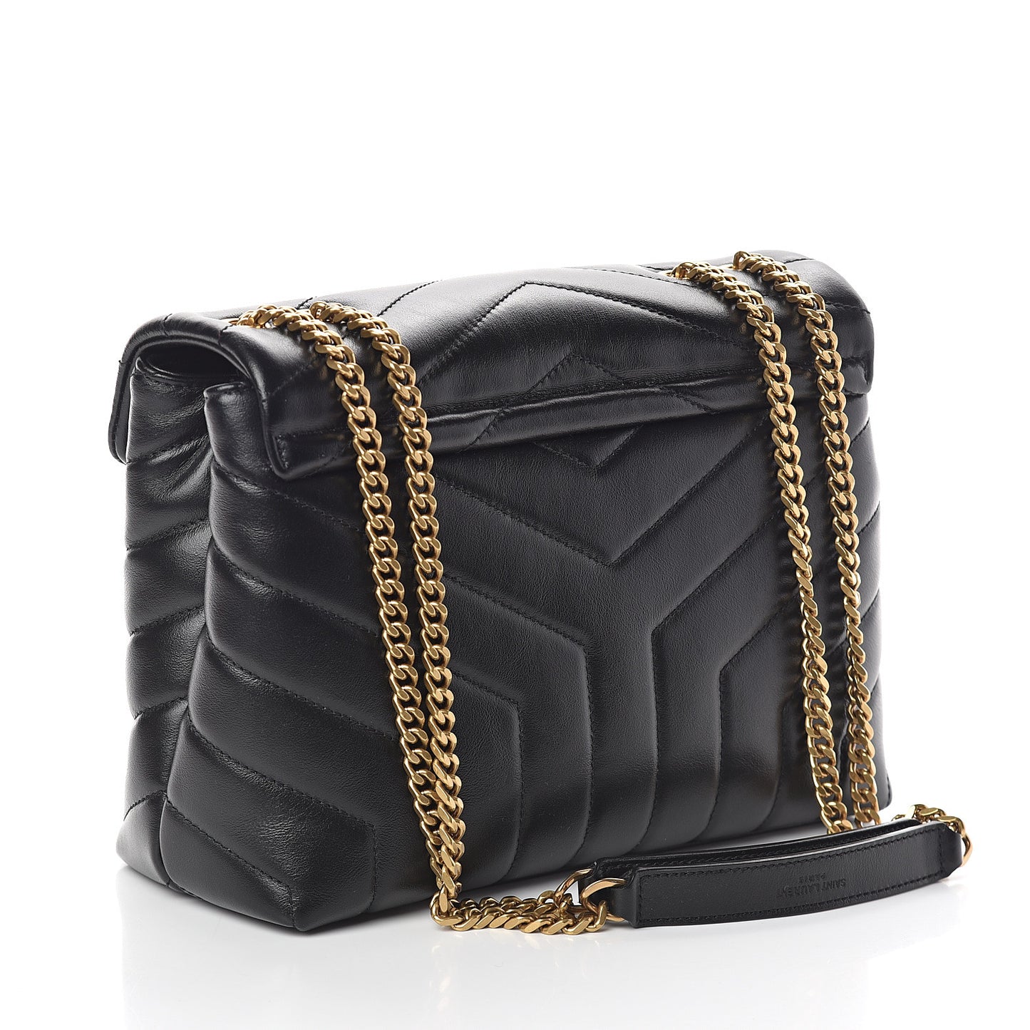 Calfskin Y Quilted Monogram Small Loulou Chain Satchel Black