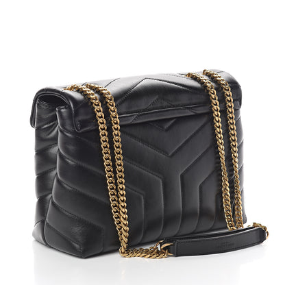 Saint Laurent Calfskin Y Quilted Monogram Small Loulou Chain Satchel Black 2 of 8