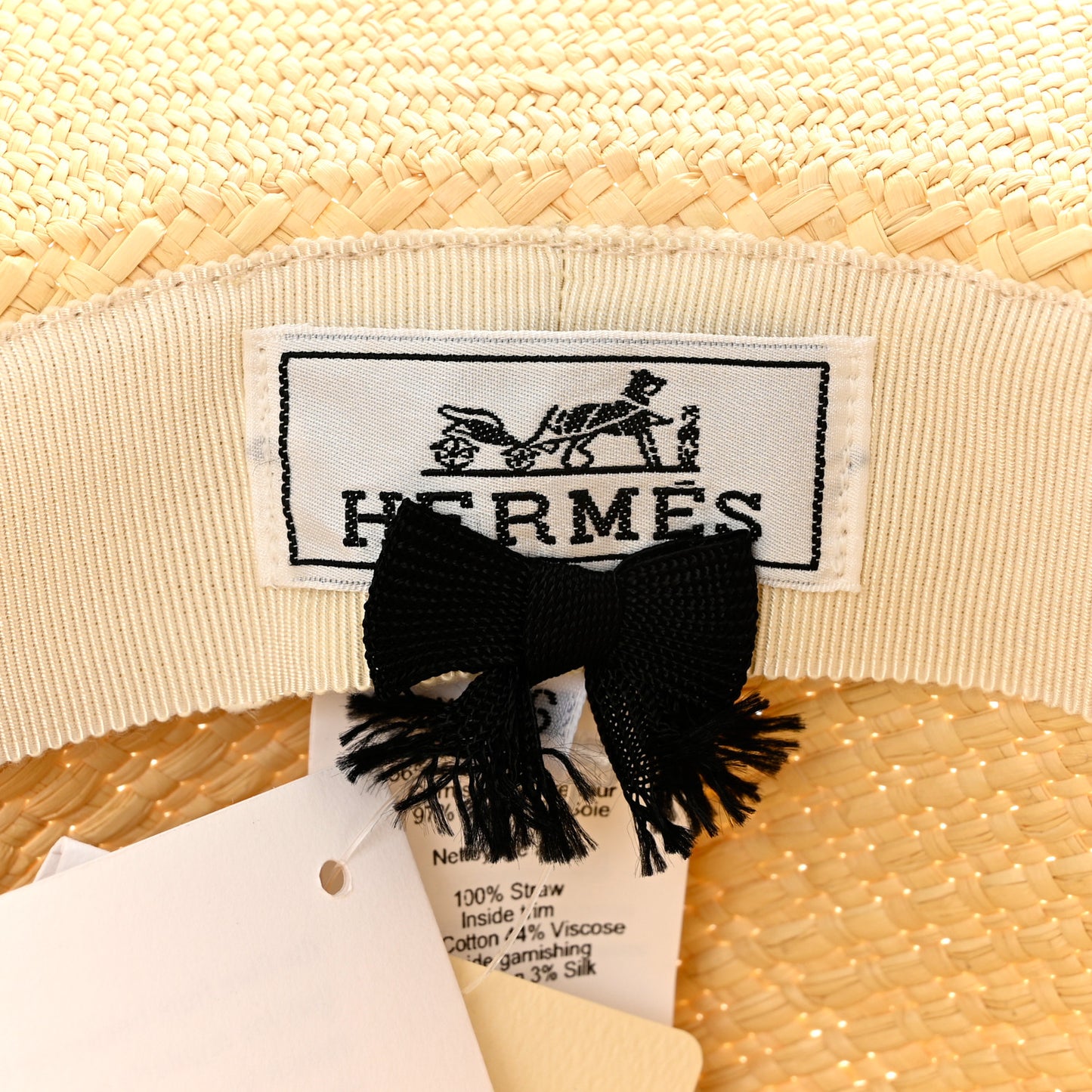 Straw Brides De Gala Panama Carrousel Hat 56 Naturel Ecru Black