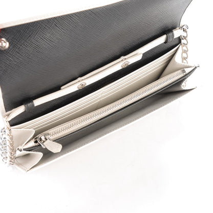 Prada Saffiano Bi-Color Wallet On Chain Talco Nero Black 5 of 6