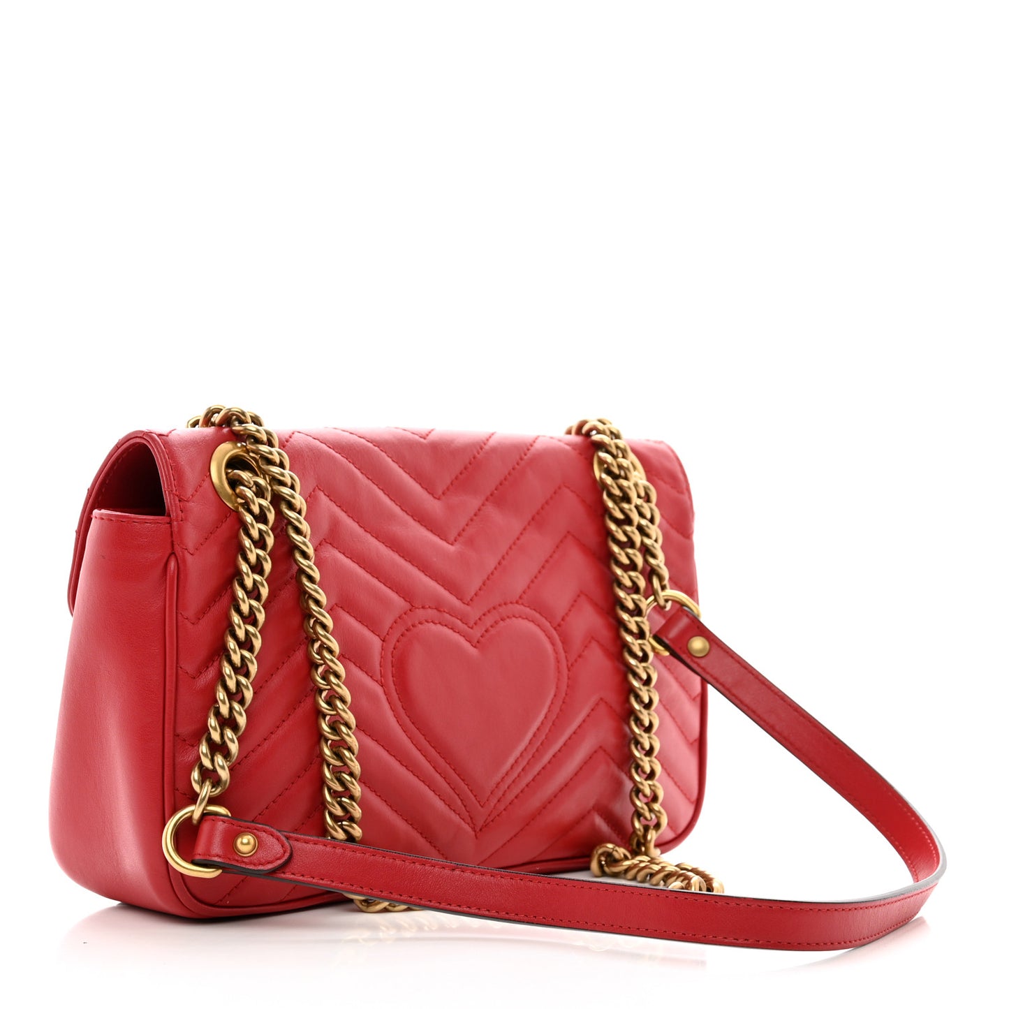 Calfskin Matelasse Small GG Marmont Shoulder Bag Hibiscus Red