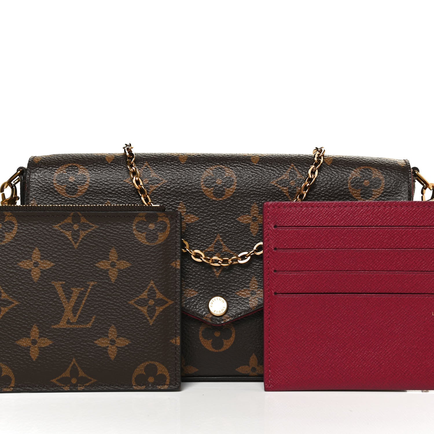 Louis Vuitton Monogram Pochette Felicie Chain Wallet Fuchsia 9 of 11