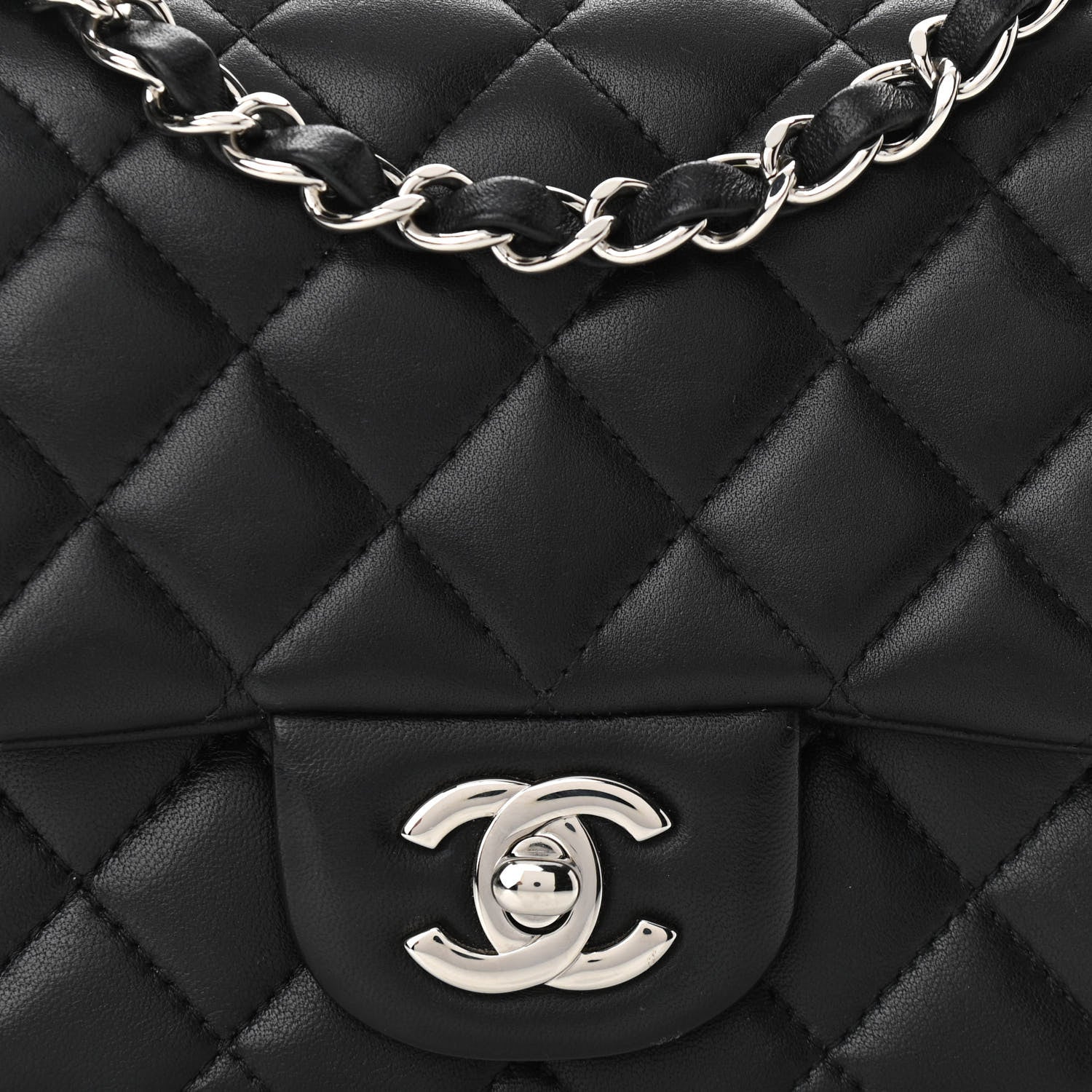 Chanel Lambskin Quilted Mini Square Flap Black 8 of 10