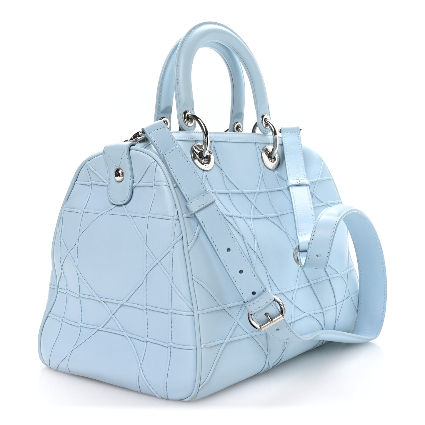 Lambskin Cannage Granville Polochon Light Blue