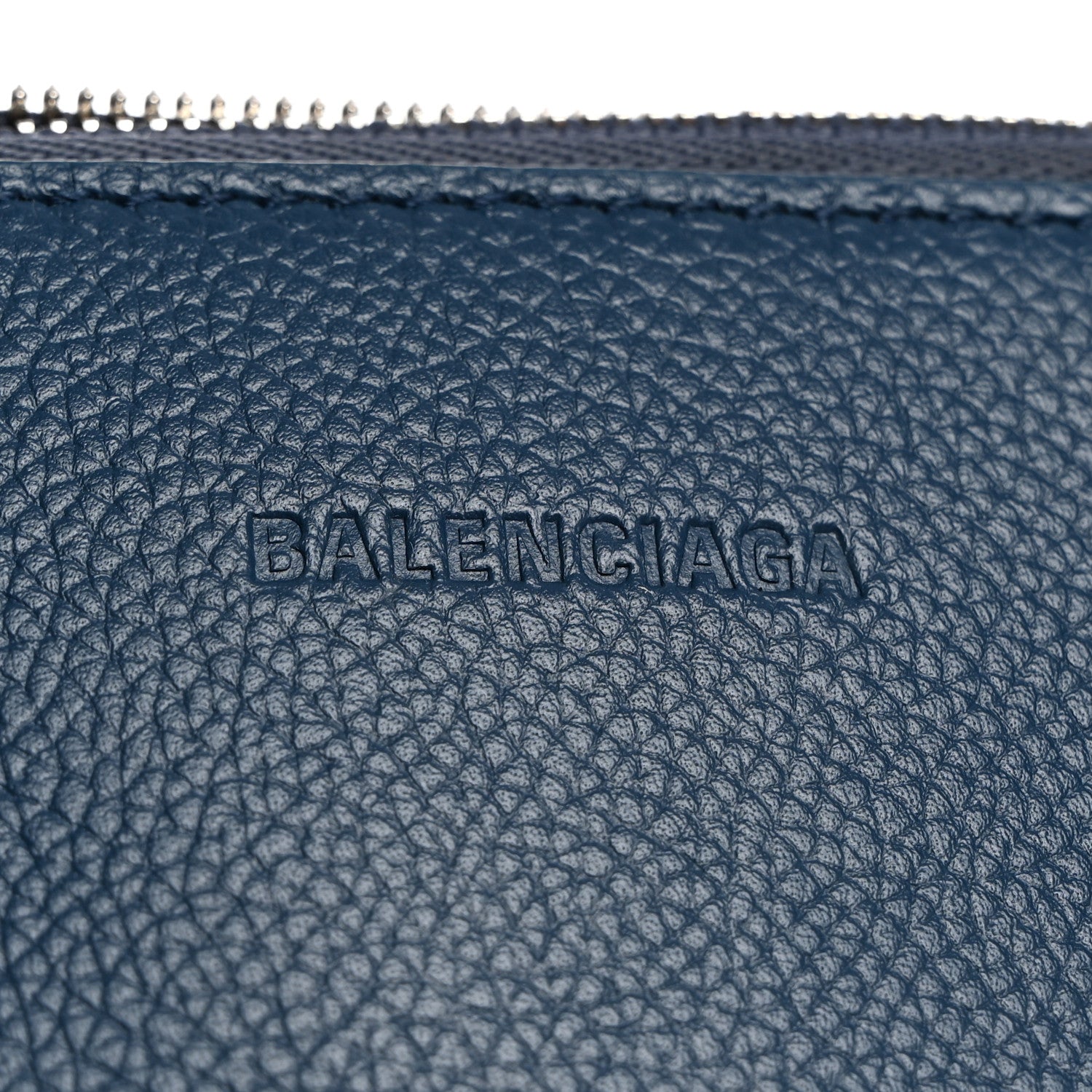 Balenciaga Signature Grained Calfskin Logo S Ville Top Handle Bag Petrol Blue White 6 of 11