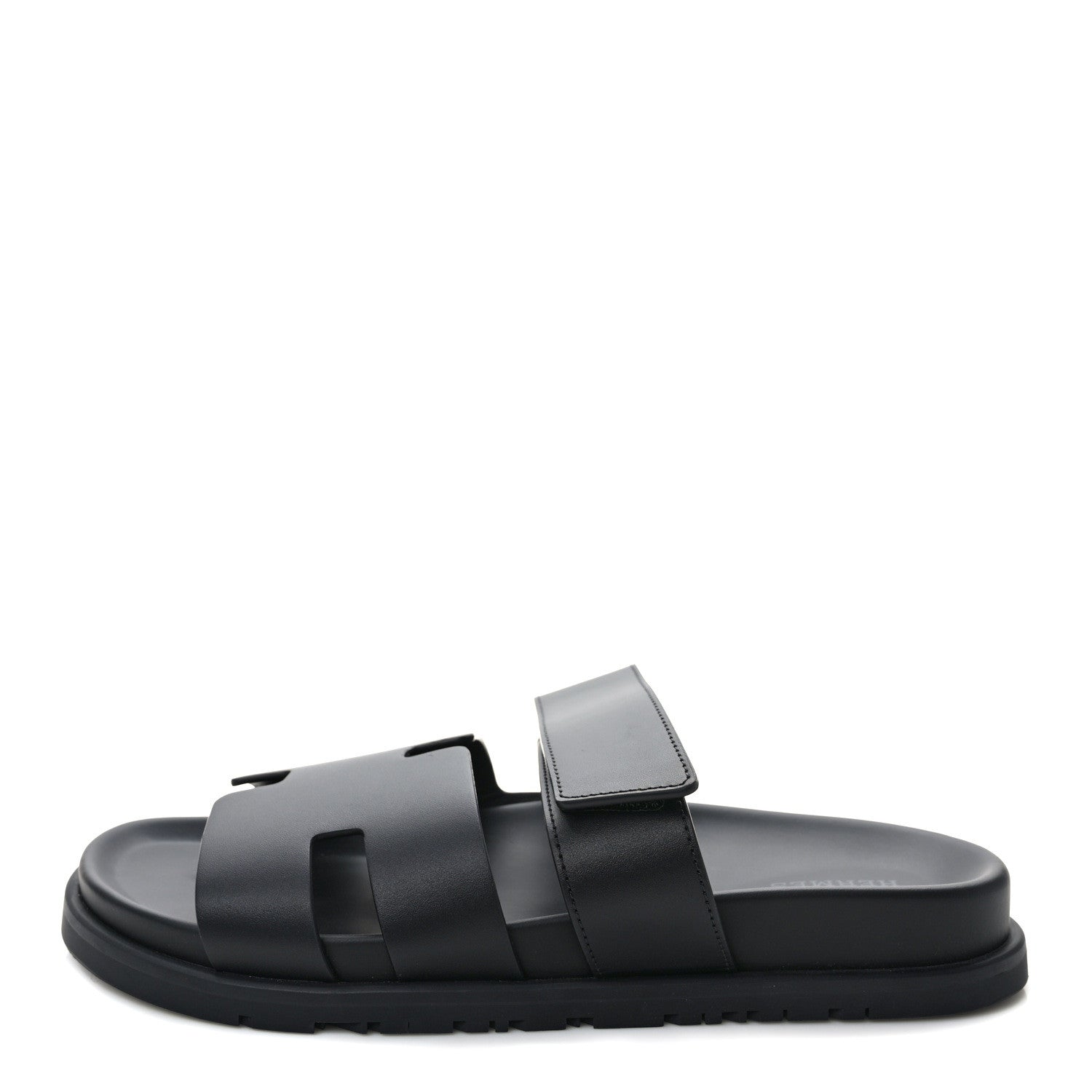 Hermes Calfskin Womens Chypre Sandals 39.5 Black 1 of 9