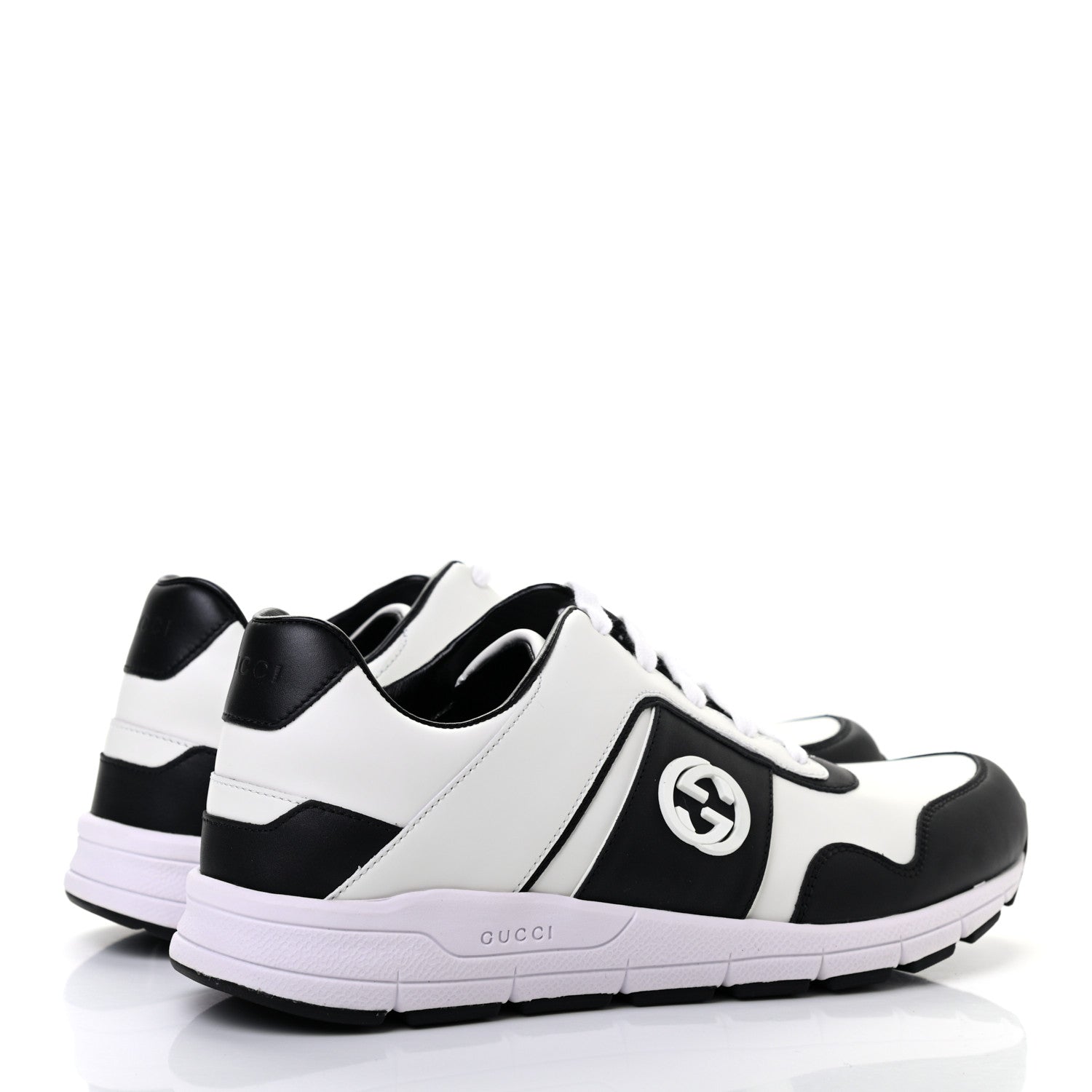 Gucci Calfskin Womens Interlocking G Sneakers 40 Black White 4 of 11