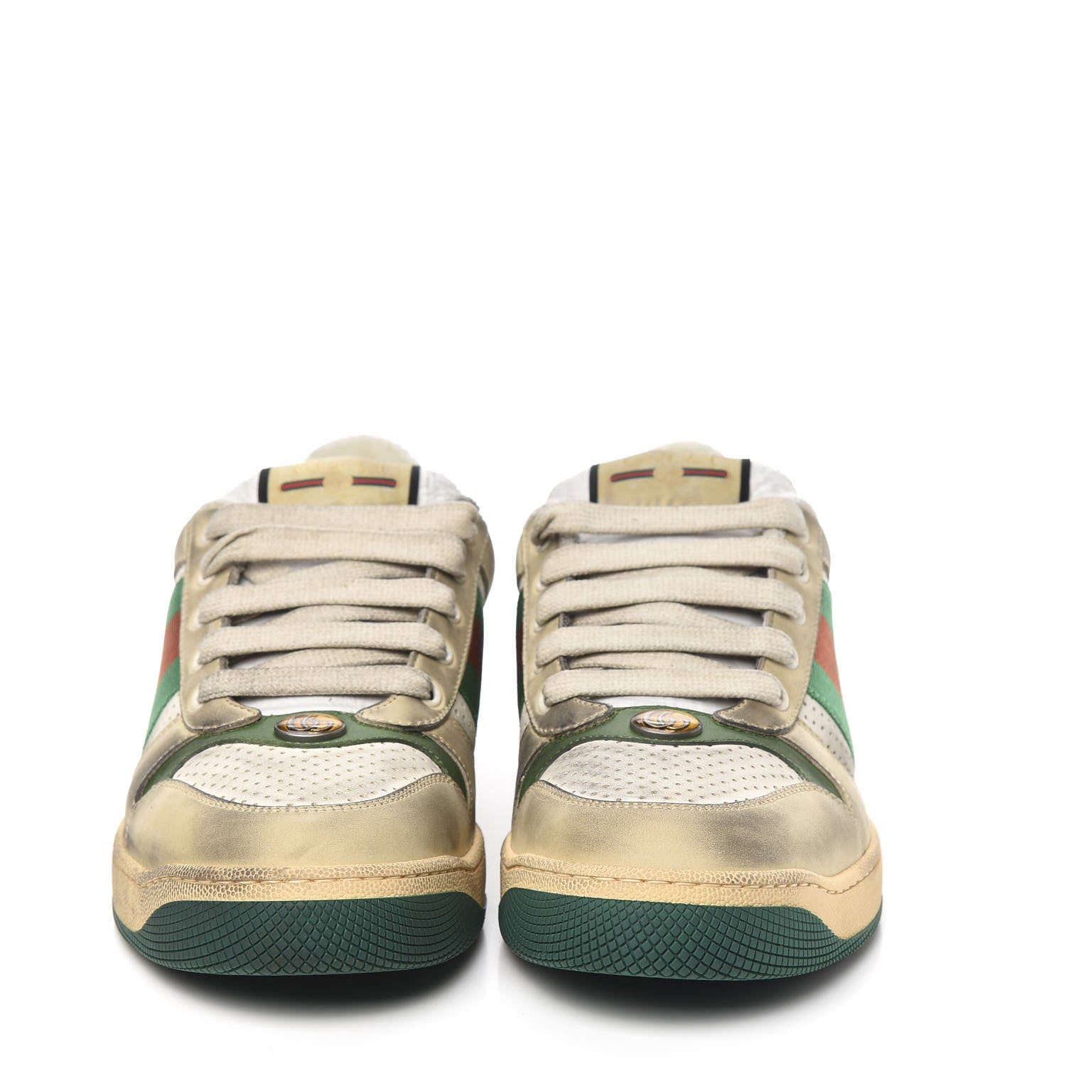 Gucci Nubuck Web Mens Screener Sneakers 8 Dusty Milk New Mystic White Vintage Green 2 of 8