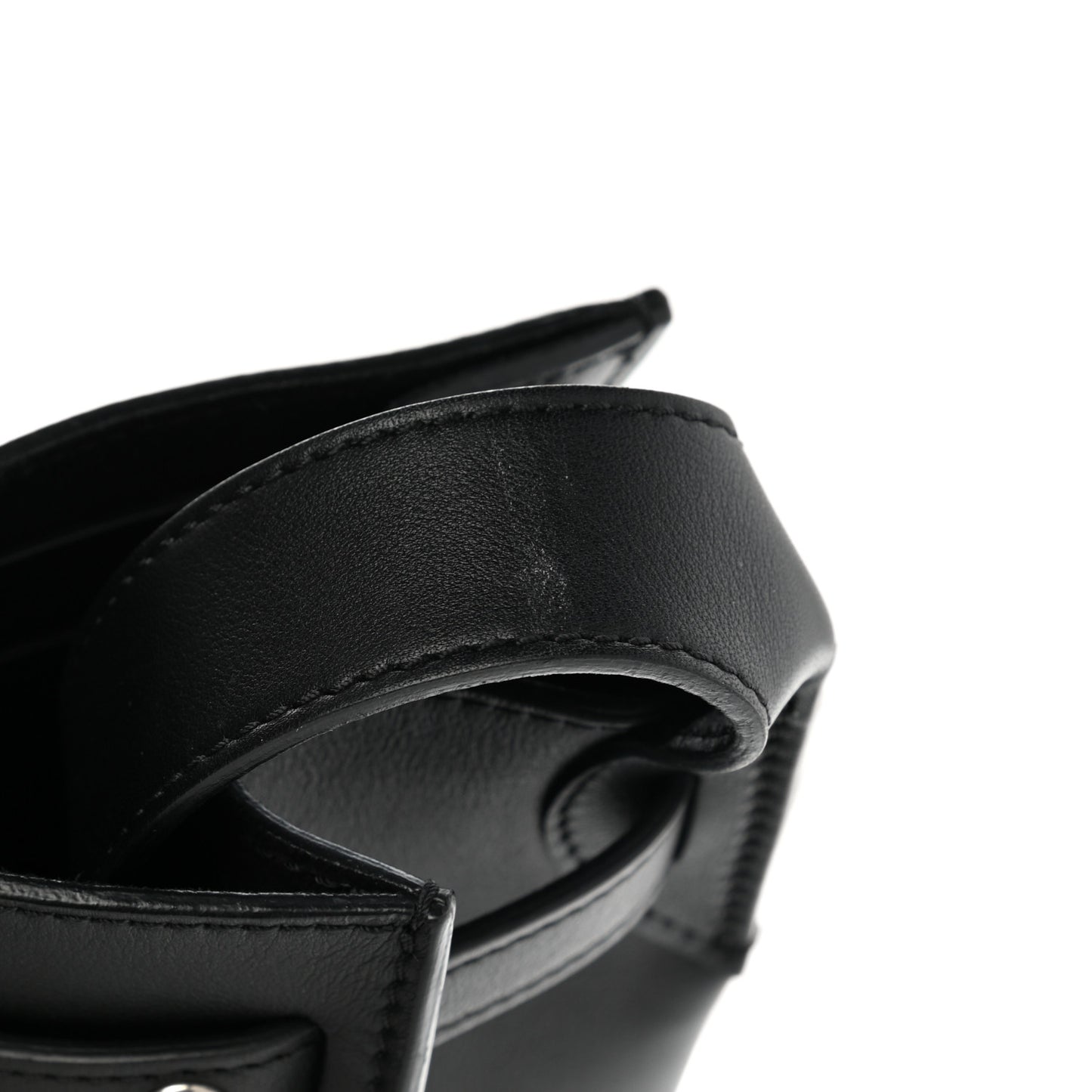 Smooth Calfskin Long Strap Big Bag Bucket Black