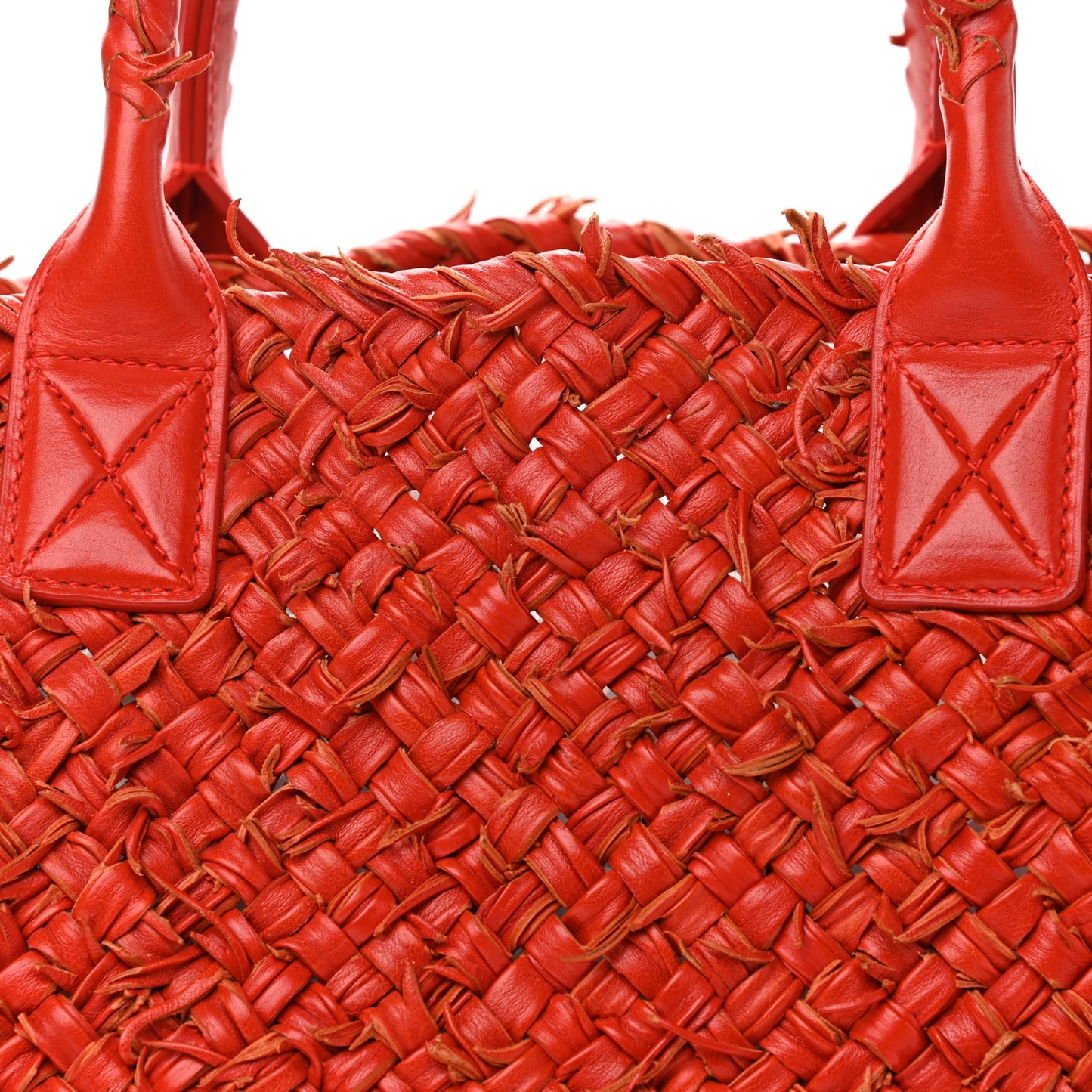 Chevre Intrecciato Fringe Netted Medium Cabat Tote Red