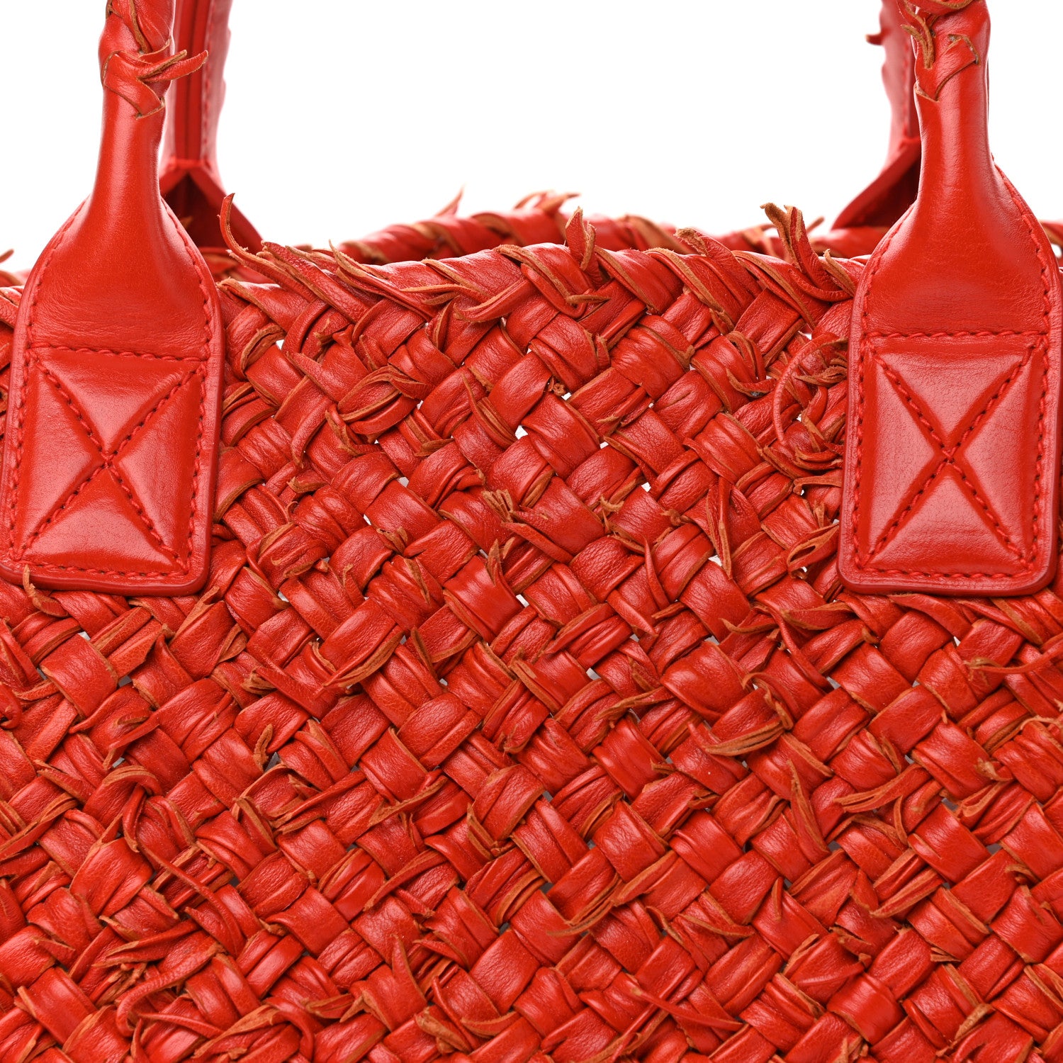 Bottega Veneta Chevre Intrecciato Fringe Netted Medium Cabat Tote Red 8 of 13