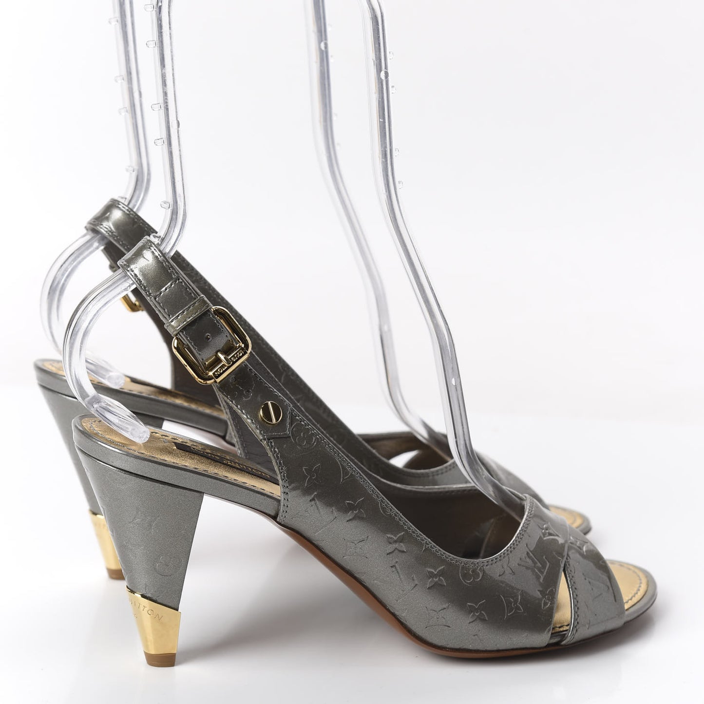 Vernis No Doubt Slingback Heels 39.5 Gris Art Deco