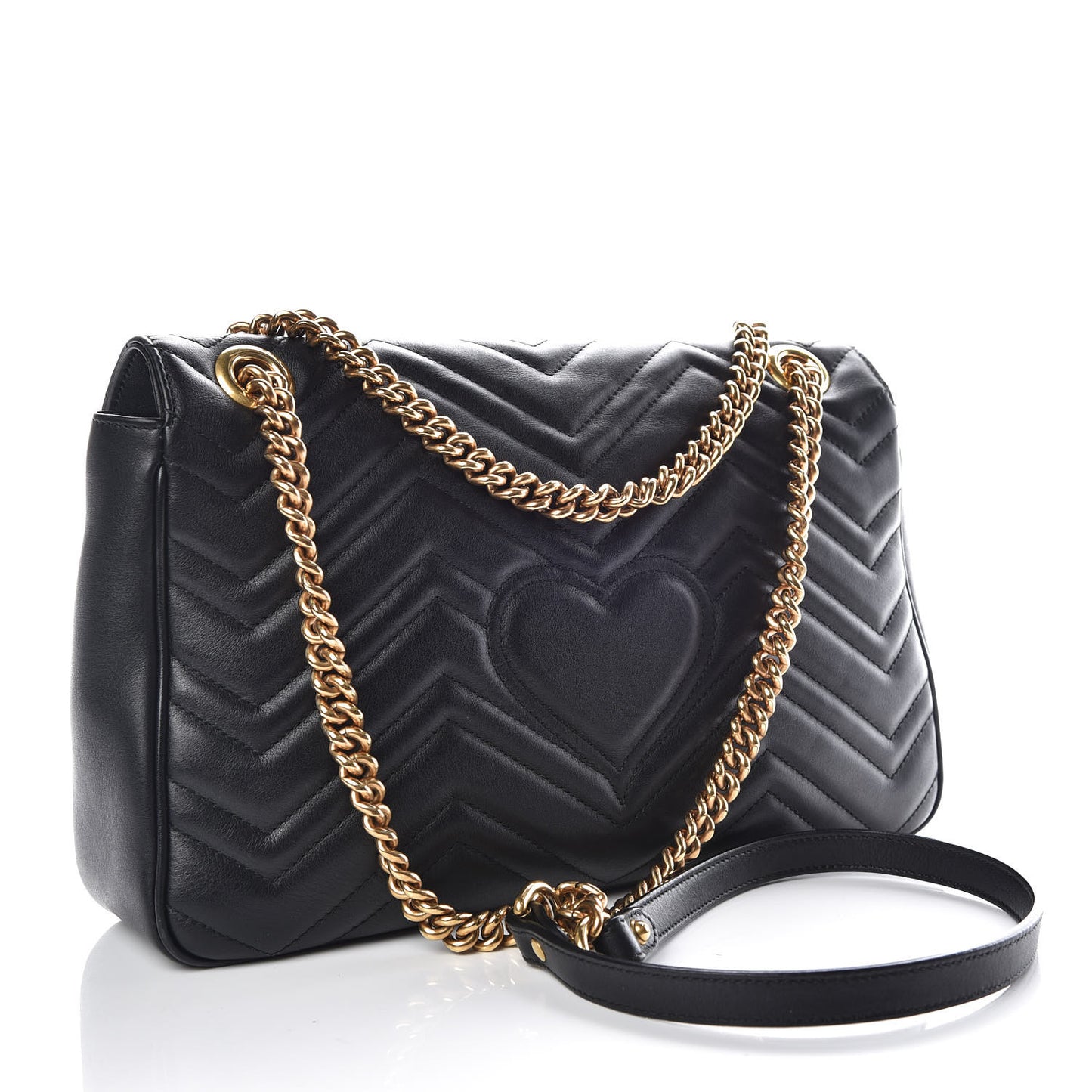 Calfskin Matelasse Medium GG Marmont Shoulder Bag Black