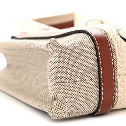 Chloe Cotton Calfskin Small Woody Ribbon Tote With Strap White Brown 9 of 10