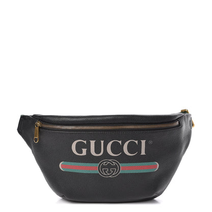 Gucci Grained Calfskin Logo Belt Bag Black 1 of 10