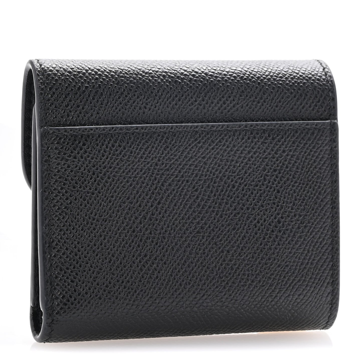 Grained Calfskin Saddle Lotus Wallet Black