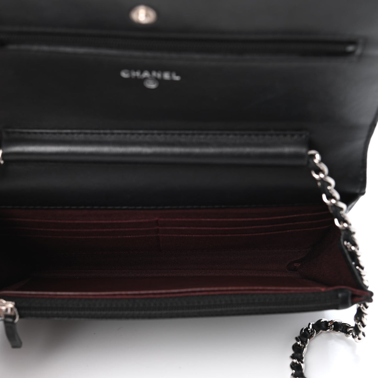 Lambskin Quilted Wallet On Chain WOC Black