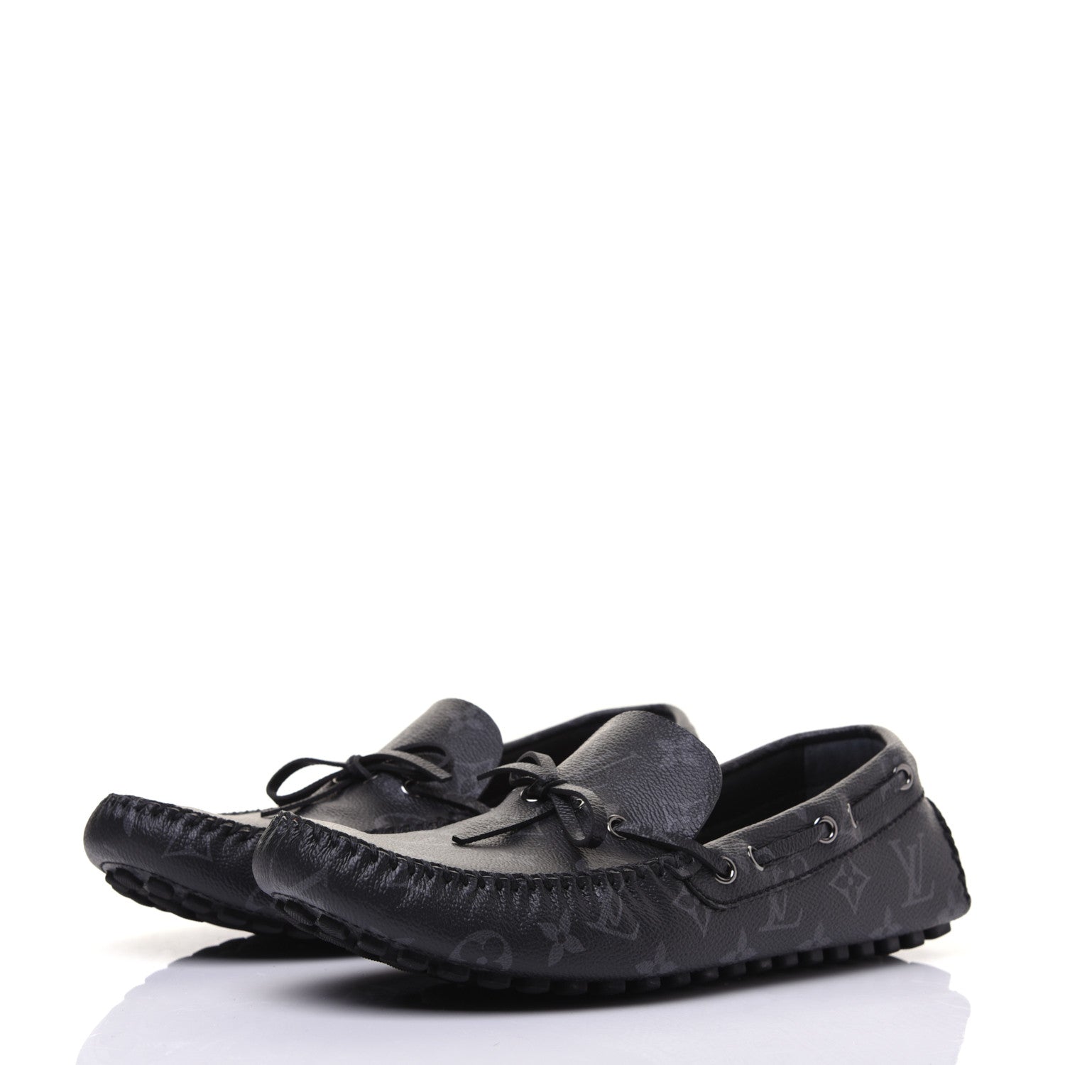 Louis Vuitton Monogram Eclipse Mens Arizona Car Shoe Moccasin Loafers 9 3 of 10