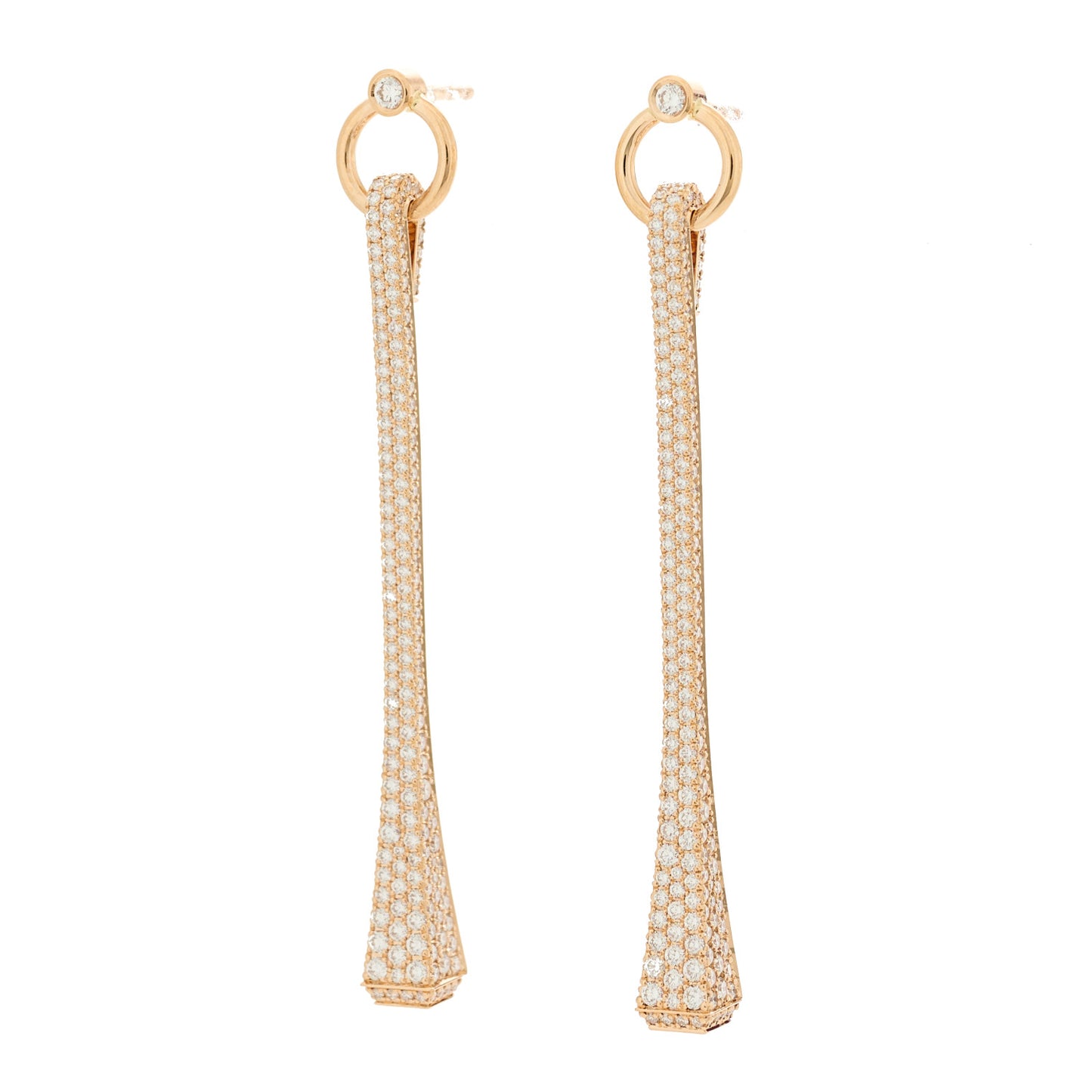 18K Rose Gold Diamond Clou De Forge Drop Earrings