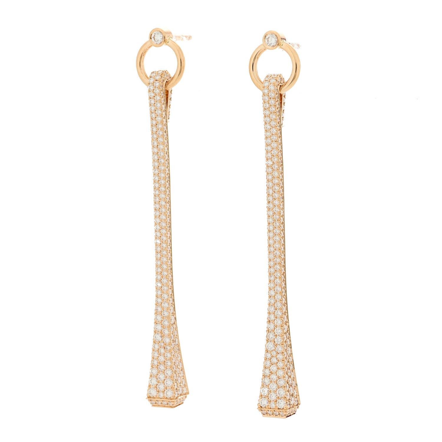 Hermes 18K Rose Gold Diamond Clou De Forge Drop Earrings 4 of 7