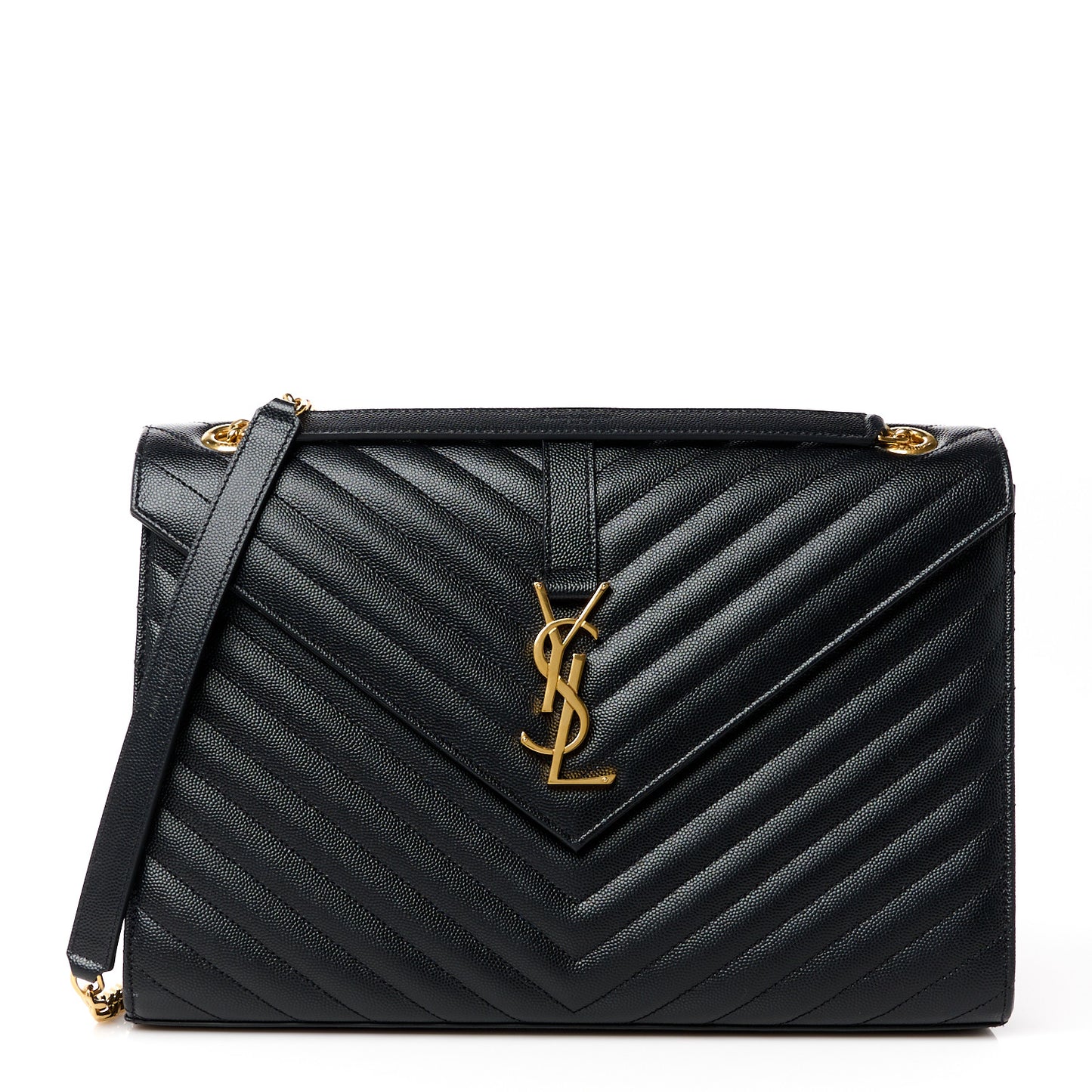 Grain De Poudre Matelasse Chevron Large Monogram Satchel Black
