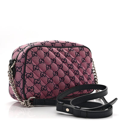 Gucci Monogram Multicolor Matelasse Diagonal Small GG Marmont Chain Shoulder Bag Pink Blue 3 of 11
