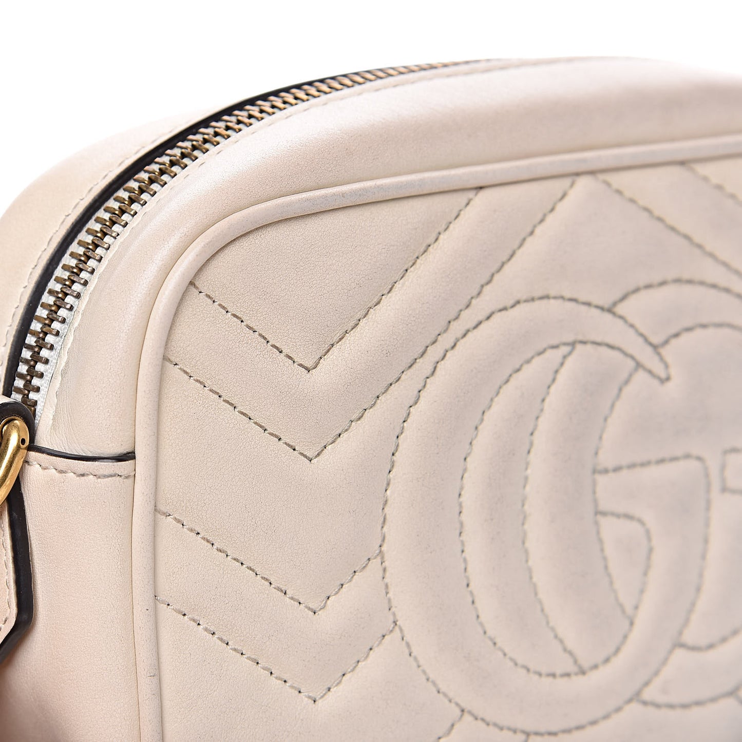 Calfskin Matelasse Mini GG Marmont Chain Shoulder Bag White