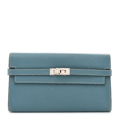 Hermes Epsom Kelly Longue Wallet Blue Jean 1 of 7