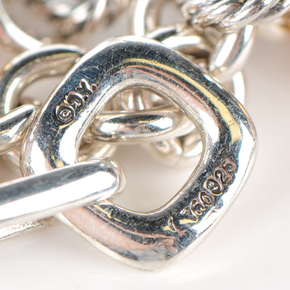 David Yurman Sterling Silver 18K Yellow Gold Carnelian 20mm Figaro Chain Necklace 4 of 5