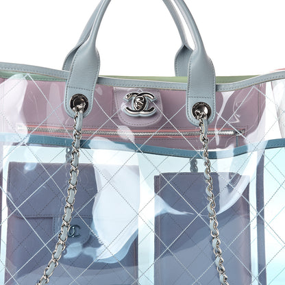 Chanel Lambskin PVC Quilted Medium Coco Splash Shopping Bag Blue Green Pink 7 of 9