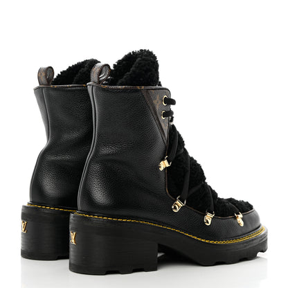 Louis Vuitton Grained Calfskin Shearling LV Beaubourg Ankle Boots 39 Black 7 of 16
