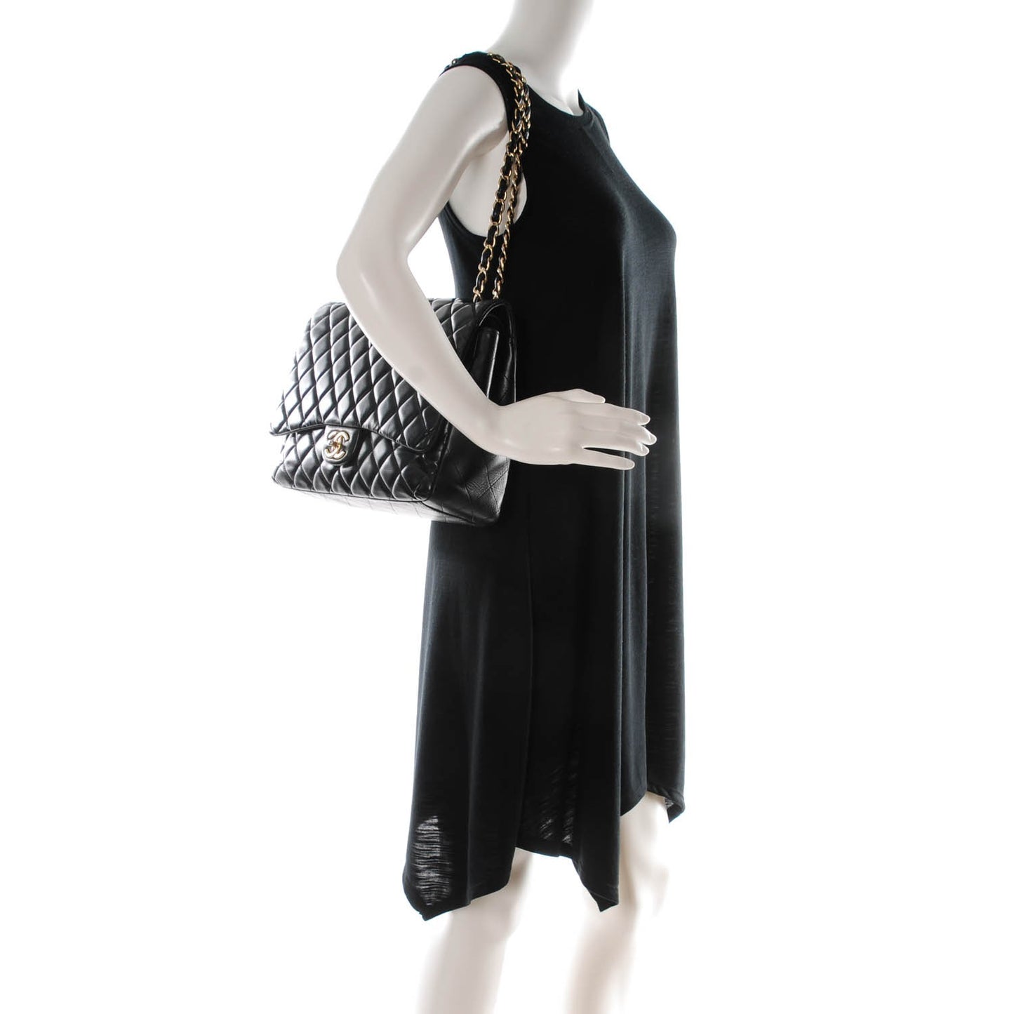 Lambskin Quilted Maxi Double Flap Black